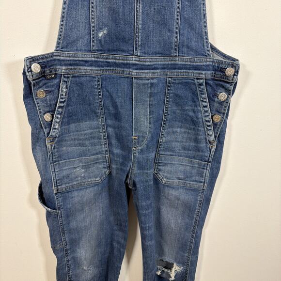 Citizens of Humanity Anthropologie Denim Jean Bib Overalls Small Distressed - Picture 12 of 13